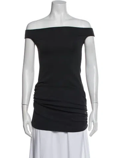 Pre-owned Zeynep Arcay Off-the-shoulder Short Sleeve Top In Gray