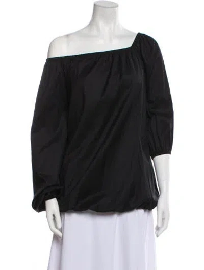 Pre-owned Zeynep Arcay One-shoulder Three-quarter Sleeve Blouse In Black