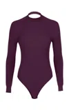 Zeynep Arcay Open-back Knitted Bodysuit In Purple