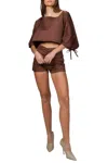 Zeynep Arcay Ruched Mini Shorts In Brown
