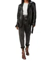 Zeynep Arcay Oversized Leather Biker Jacket In Black In Black