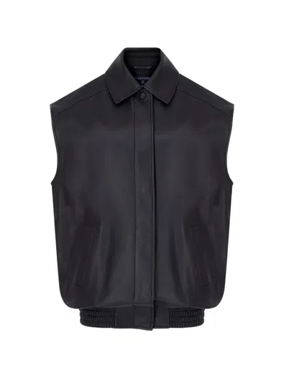 Zeynep Arcay Oversized Leather Vest In Black