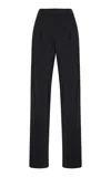 Zeynep Arcay Pleated Wool Straight-leg Pants In Black