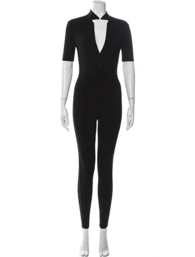 Pre-owned Zeynep Arcay Plunge Neckline Jumpsuit In Black