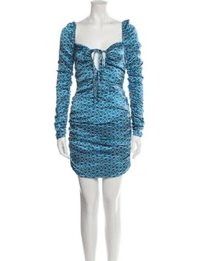 Pre-owned Zeynep Arcay Printed Mini Dress In Blue