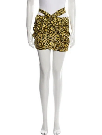 Pre-owned Zeynep Arcay Printed Mini Skirt In Yellow