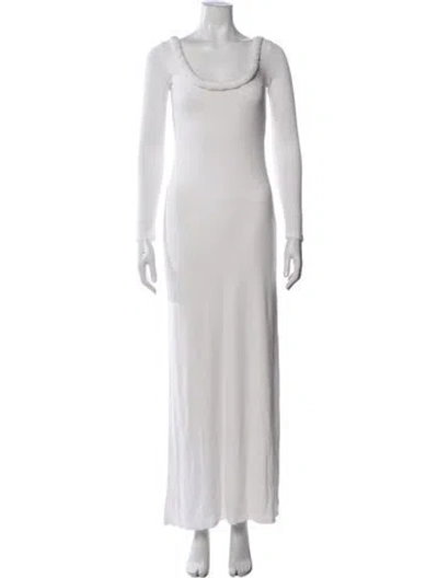 Pre-owned Zeynep Arcay Scoop Neck Long Dress In Neutrals