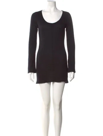 Pre-owned Zeynep Arcay Scoop Neck Mini Dress In Black