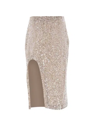 Zeynep Arcay Sequin-embellished Slit Midi Skirt In Black