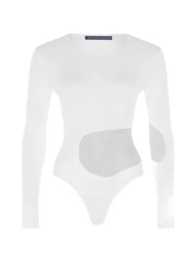 Zeynep Arcay Sheer-knit Bodysuit In White
