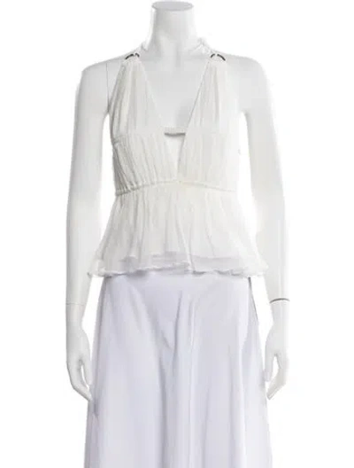 Pre-owned Zeynep Arcay Silk Halterneck Top In White