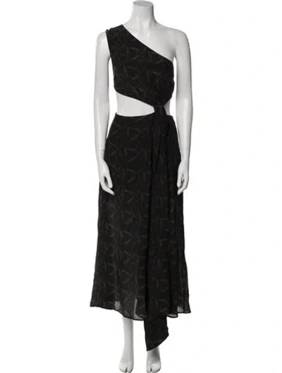 Pre-owned Zeynep Arcay Silk Long Dress In Black