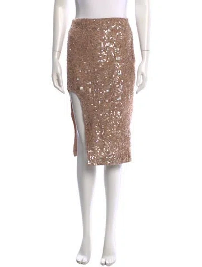 Pre-owned Zeynep Arcay Silk Midi Length Skirt In Neutrals