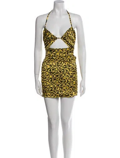 Pre-owned Zeynep Arcay Silk Mini Dress In Yellow