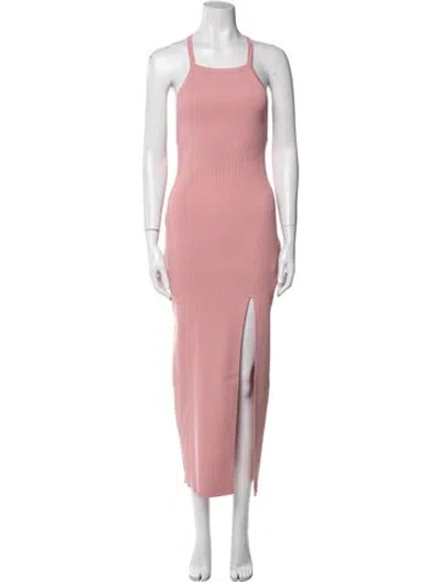 Pre-owned Zeynep Arcay Square Neckline Long Dress In Pink