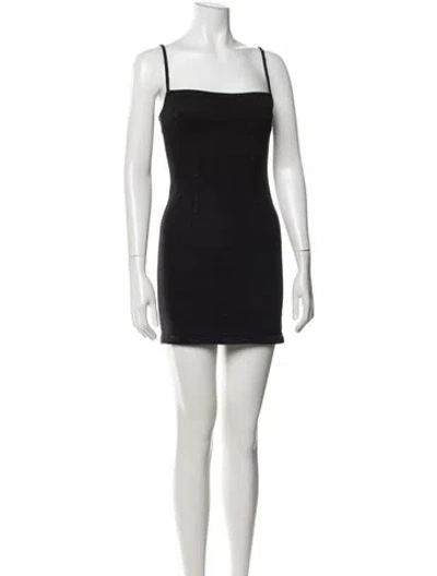 Pre-owned Zeynep Arcay Square Neckline Mini Dress In Black