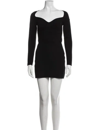Pre-owned Zeynep Arcay Square Neckline Mini Dress In Black