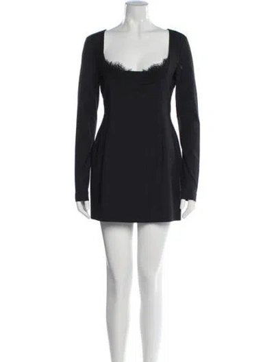 Pre-owned Zeynep Arcay Square Neckline Mini Dress In Black