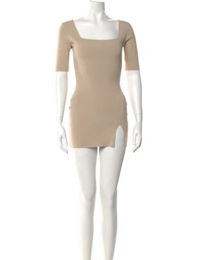 Pre-owned Zeynep Arcay Square Neckline Mini Dress In Neutral
