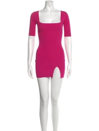 Pre-owned Zeynep Arcay Square Neckline Mini Dress In Pink