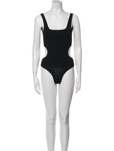 Pre-owned Zeynep Arcay Square Neckline Sleeveless Bodysuit In Blue