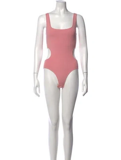Pre-owned Zeynep Arcay Square Neckline Sleeveless Bodysuit In Pink