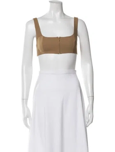 Pre-owned Zeynep Arcay Square Neckline Sleeveless Crop Top In Green