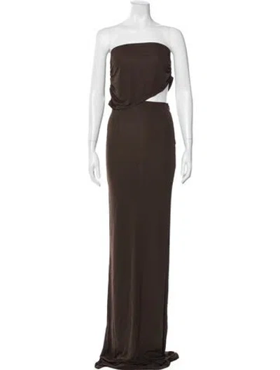 Pre-owned Zeynep Arcay Strapless Long Dress In Brown