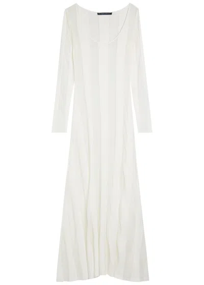 Zeynep Arcay Striped Sheer-knit Gown In White