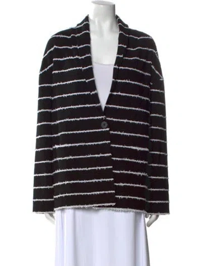 Pre-owned Zeynep Arcay Striped V-neck Sweater In Black