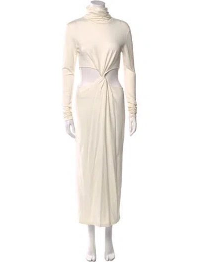 Pre-owned Zeynep Arcay Turtleneck Long Dress In Neutral