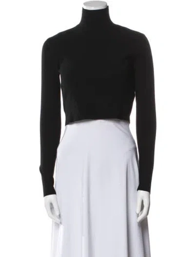 Pre-owned Zeynep Arcay Turtleneck Long Sleeve Crop Top In Black
