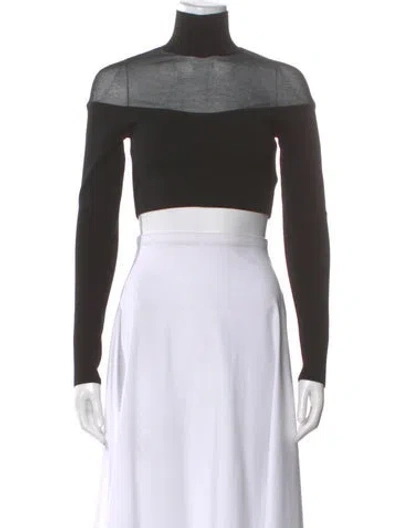 Pre-owned Zeynep Arcay Turtleneck Long Sleeve Crop Top In Black