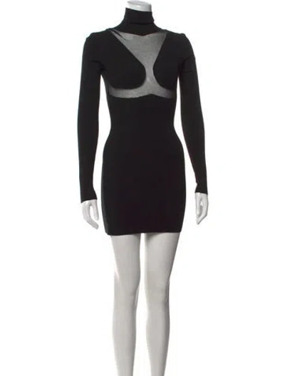 Pre-owned Zeynep Arcay Turtleneck Mini Dress In Black