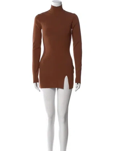 Pre-owned Zeynep Arcay Turtleneck Mini Dress In Brown