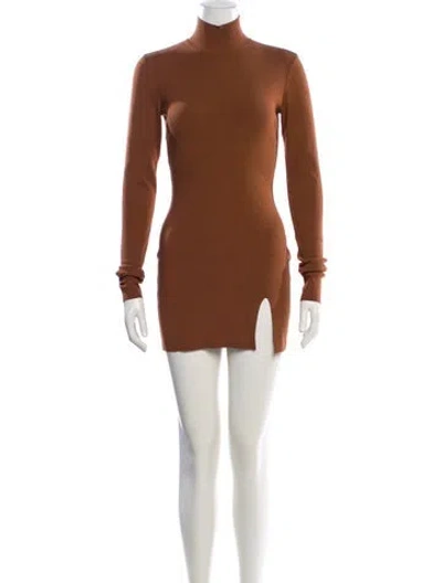 Pre-owned Zeynep Arcay Turtleneck Mini Dress In Brown