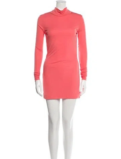 Pre-owned Zeynep Arcay Turtleneck Mini Dress In Pink