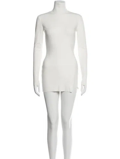 Pre-owned Zeynep Arcay Turtleneck Mini Dress In White