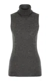 Zeynep Arcay Turtleneck Wool-cashmere Top In Gray
