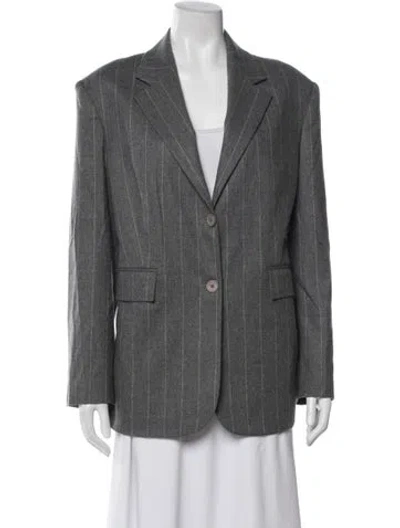 Pre-owned Zeynep Arcay Virgin Wool Striped Blazer In Grey