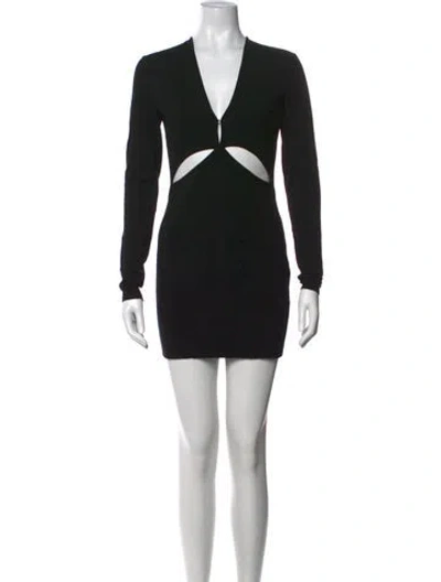 Pre-owned Zeynep Arcay V-neck Mini Dress In Black
