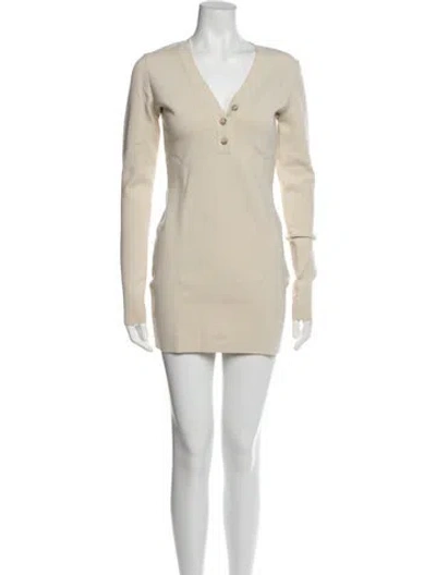 Pre-owned Zeynep Arcay V-neck Mini Dress W/ Tags In Neutral