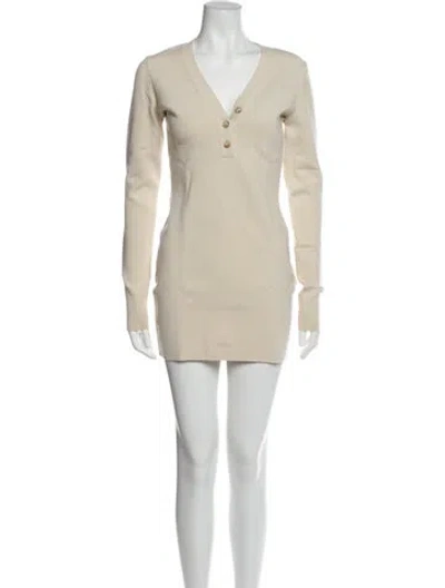 Pre-owned Zeynep Arcay V-neck Mini Dress W/ Tags In Neutral