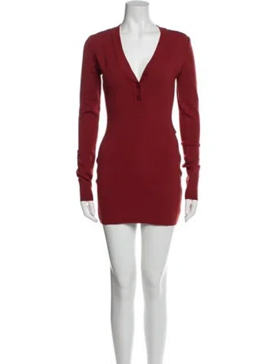 Pre-owned Zeynep Arcay V-neck Mini Dress W/ Tags In Red