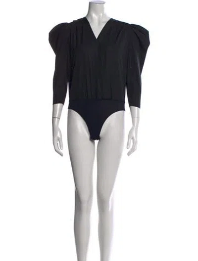 Pre-owned Zeynep Arcay V-neck Three-quarter Sleeve Bodysuit In Blue