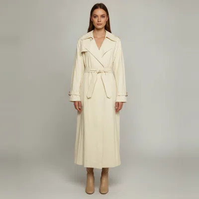 Pre-owned Zeynep Arcay White Leather Belted Trench Coat S