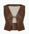 Zeynep Arcay Women's Leather Vest Top In Rust In Multi