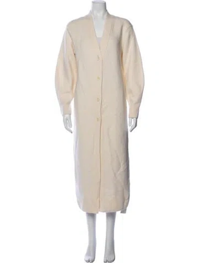 Pre-owned Zeynep Arcay Wool V-neck Sweater W/ Tags In Neutrals