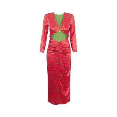 Zhadère Women's Red Yasmeen In Jardin Midaxi Dress