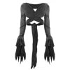 Zhenabia Grey / Black Selene Bolero Charcoal - Boho Women Open Back Long Sleeve Top In Multi